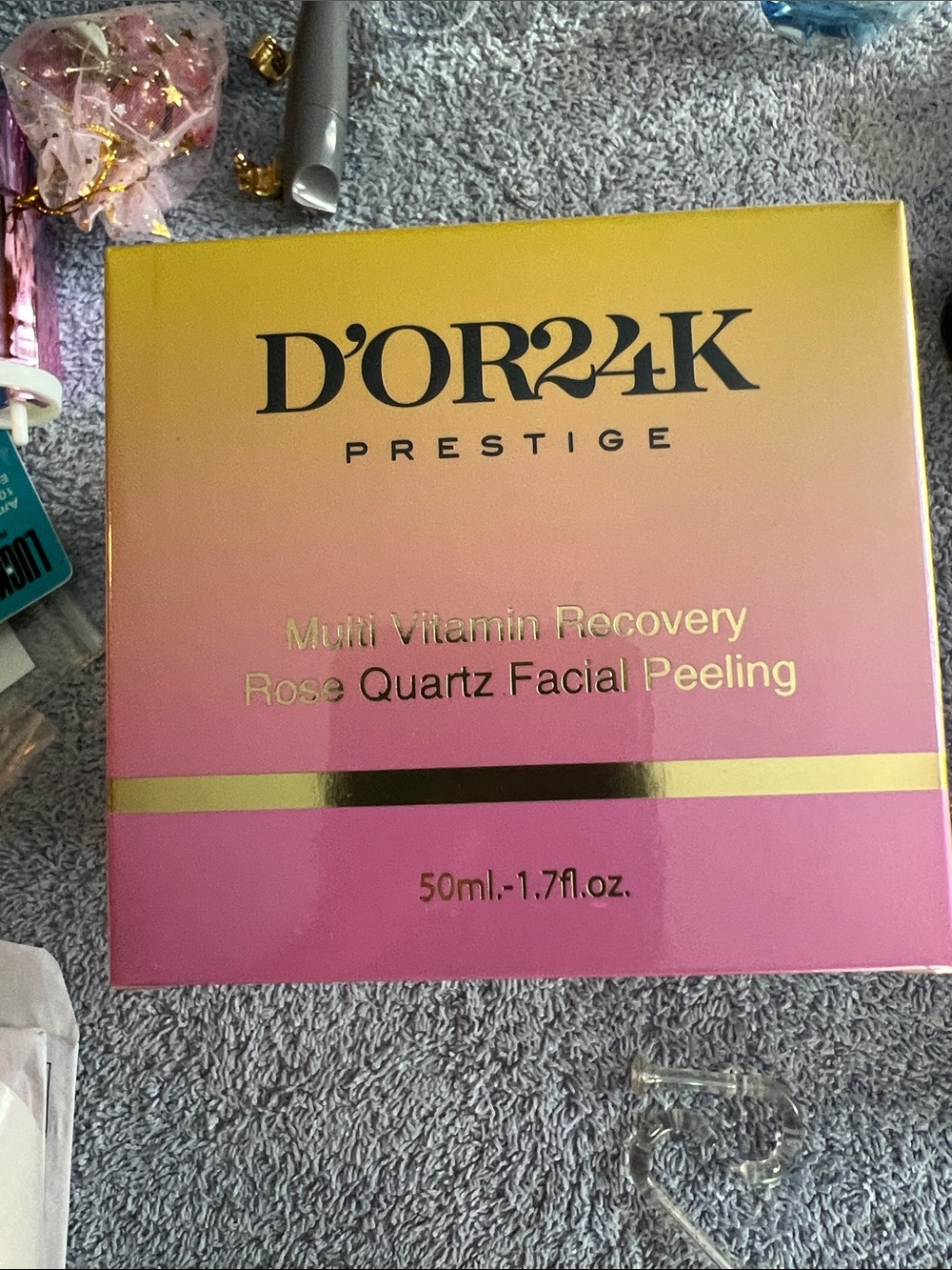 D'Or Skincare Rose Quartz Facial Peeling - Pink and Gold Box